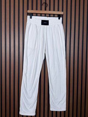 Talentless Pants Small Womens White Fleece High Elastic Waist Full Length